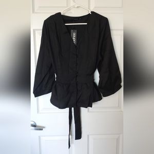 BOOHOO PLUS Belted Peplum Blouse